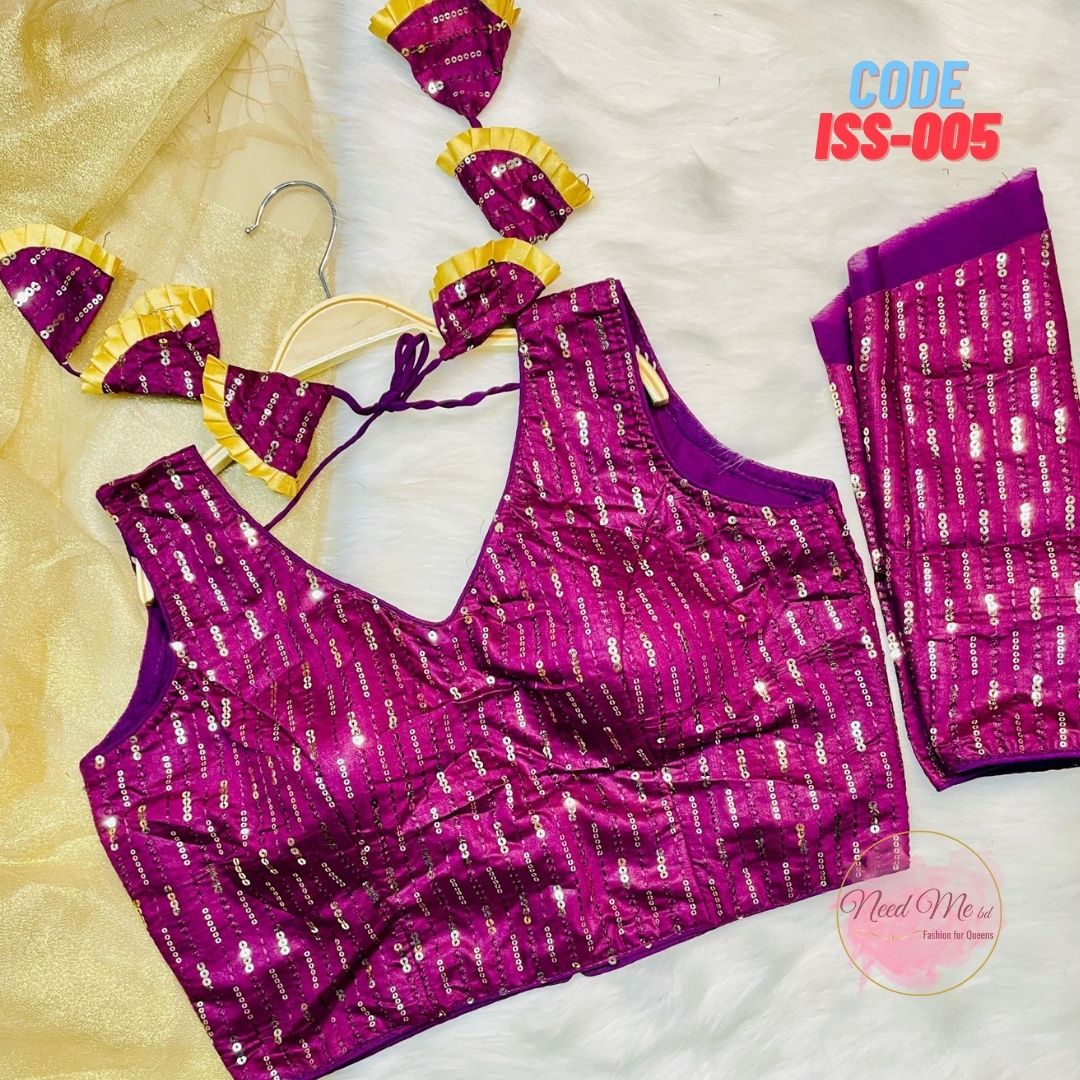 Premium Straight Sequin Blouse (Padded)