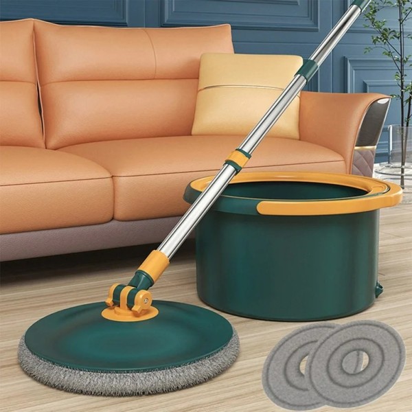 Water Separate Spin Mop With 360° Rotating Round Mop Microfiber Spin Mop And Bucket Set